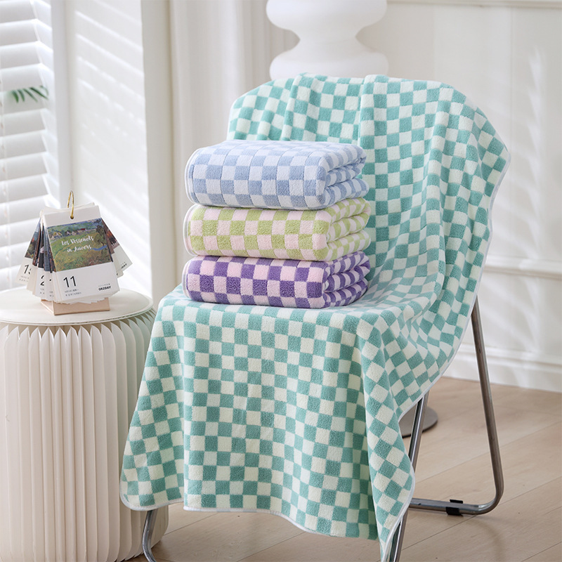 Grenzüberschreitendes Handtuch- und Badetuch-Set, verdickte Korallenfleecequalität, schlichtes dreistreifiges Design, weich, saugfähig, schnelltrocknend, fusselarm