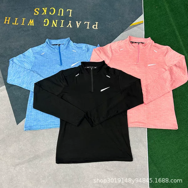 New season sports running fitness training fleece athletic long-sleeve zip-up sports T-shirt for men and women
