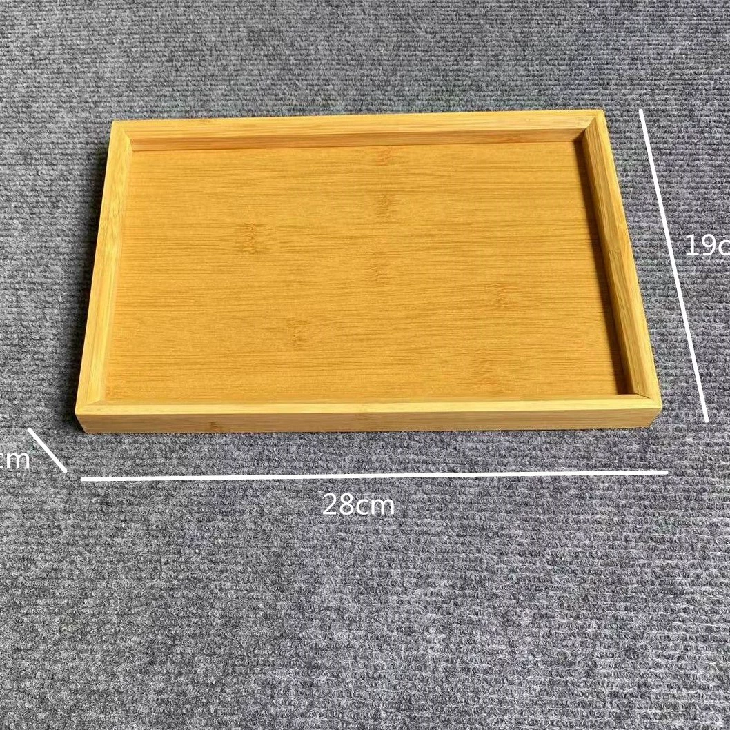 Rectangular Bamboo Serving Tray with Handle, Natural Bamboo Wood, Multiple Sizes (22×13–70×50 cm)