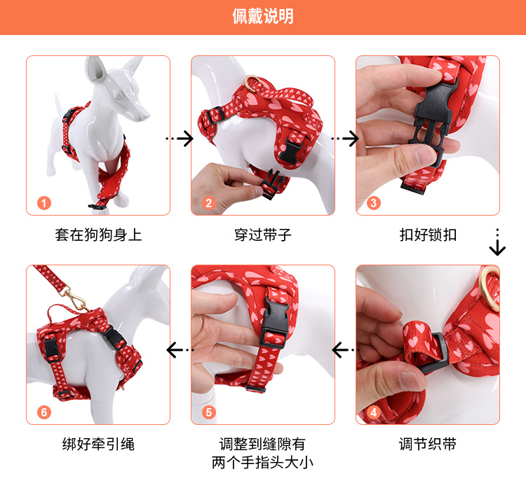 跨境爆品WildOne宠物狗狗胸背带套装PVC项圈牵引绳中小型夏季透气详情5