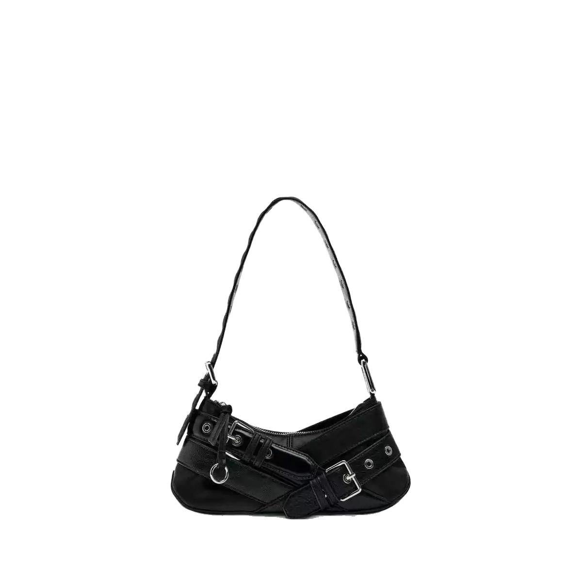 Korean Style Niche Sweet & Cool Spicy Girl Handbag, Solid Color High-End Shoulder Bag, Fashion Versatile Moto Bag - Thumbnail 5