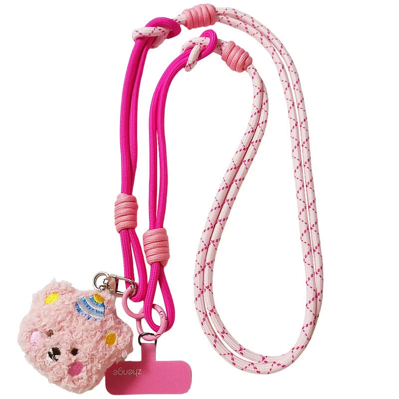 Mobile phone, strap, long brand adjustable cartoon cute shoulder bag, plush, with little bears