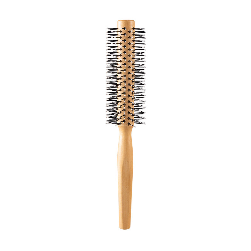 ヘアサロンプロフェッショナルカーリーロングヘアコームシリンダーインナーバックル赤茶色ナイロン歯スタイリングコームログローリングコーム髪を滑らかにします|undefined