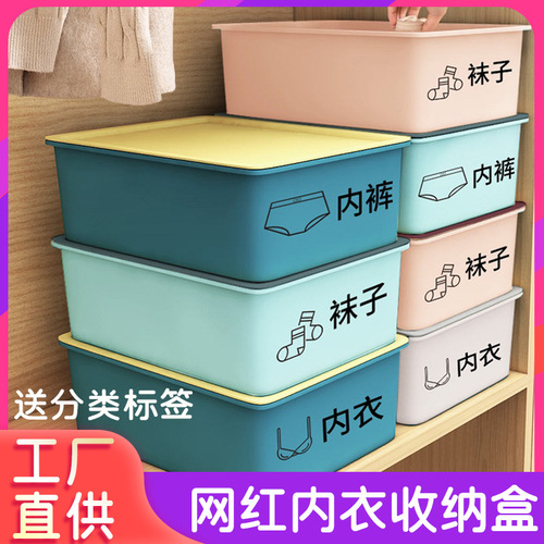 Underwear Storage Box, Home Drawer Style Three-in-One Bra and Panties Divided Organizing Box, Socks Storage Box