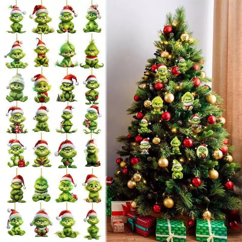 Cross-Border Christmas Hat Grinch Baby Pendant Christmas Holiday Decoration Christmas Tree Acrylic Flat Pendant Ornament Cross-Border Christmas Hat Grinch Baby Pendant Christmas Holiday Decoration Christmas Tree Acrylic Flat Pendant Ornament