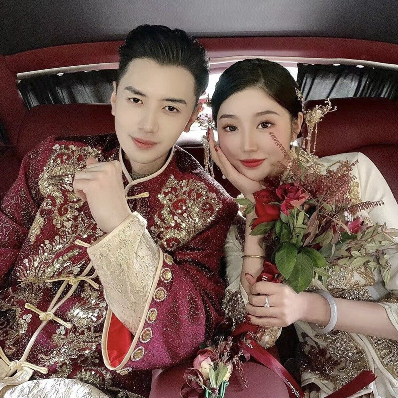 丝绒秀禾服男士2025新款金色新郎礼服唐装龙凤褂中国风敬酒服婚服