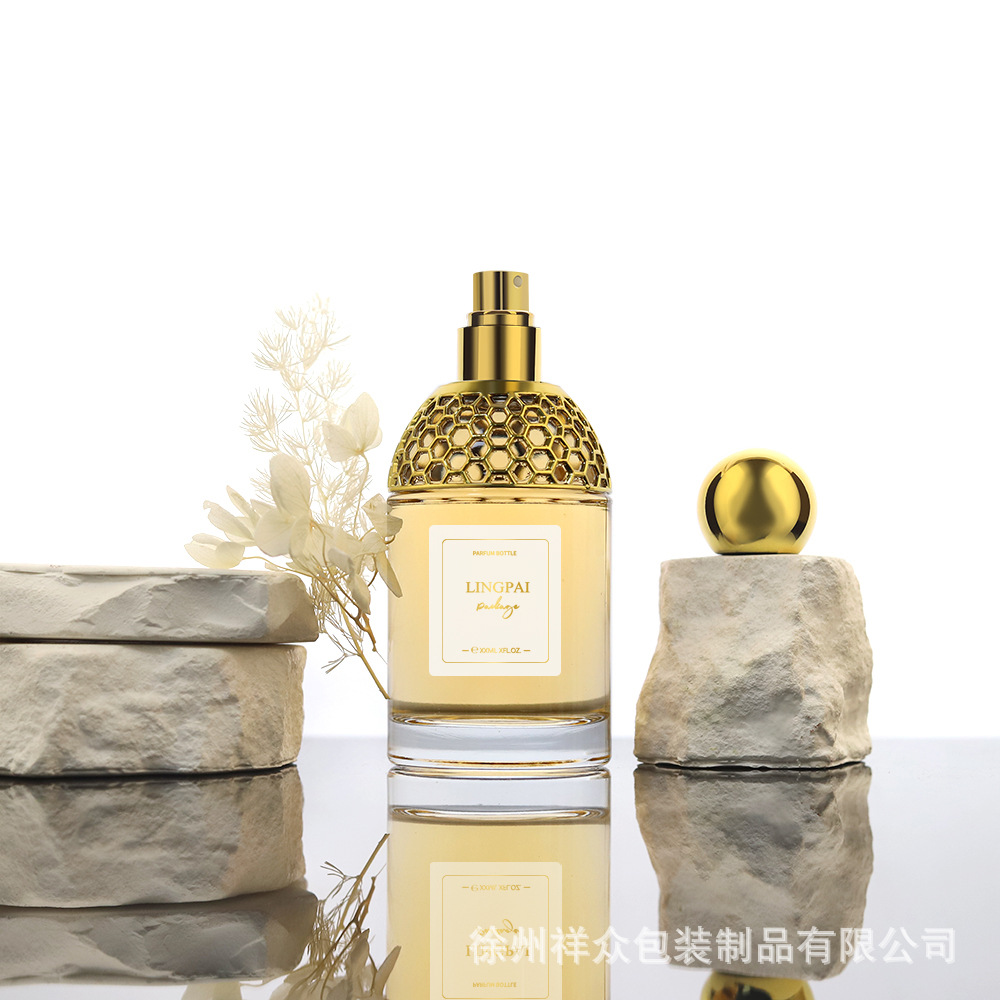 Hombro de alta gama Honeycomb jiaomoulan el mismo perfume de vidrio transparente botella vacía de vidrio con aspersor botella de spray portátil image 4