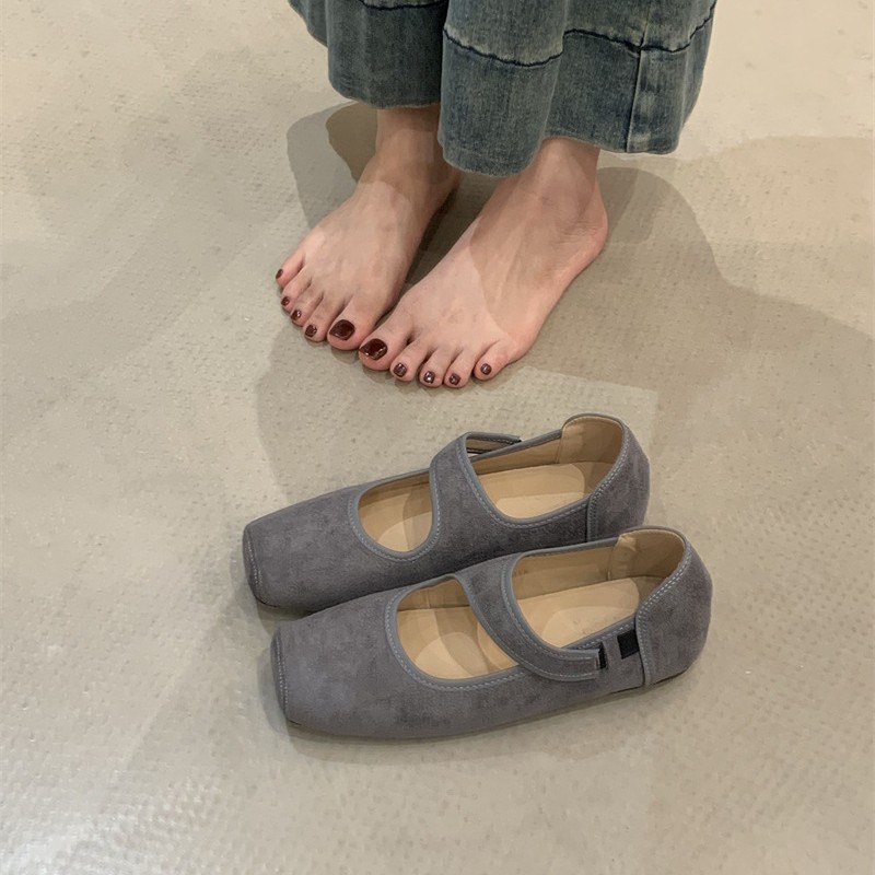 晚风方头懒人一脚蹬软底玛丽珍鞋2025平底内增高3cm芭蕾舞单鞋女|undefined