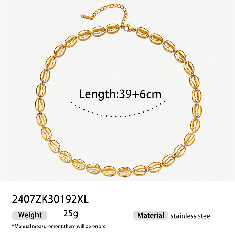 Tiana temperamento europeo y americano 18k oro acero inoxidable collar de conchas no se desvanece en mujeres ins alta sensación simple joyería versátil