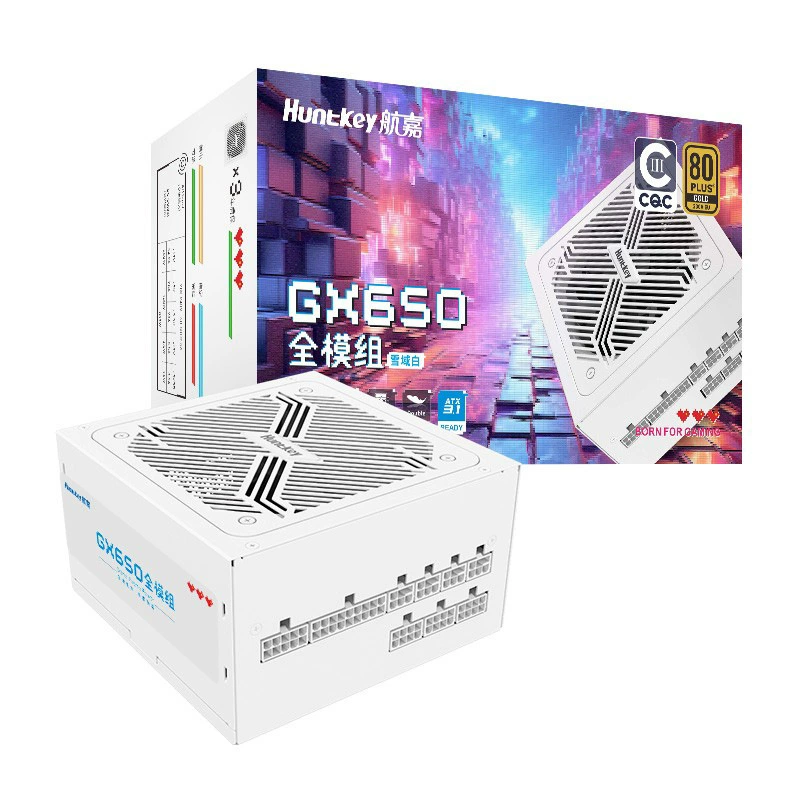 Ханткей (Huntkey) GX650 полная модульная белая 650Вт игровая блок питания бесшумный компьютер золотой