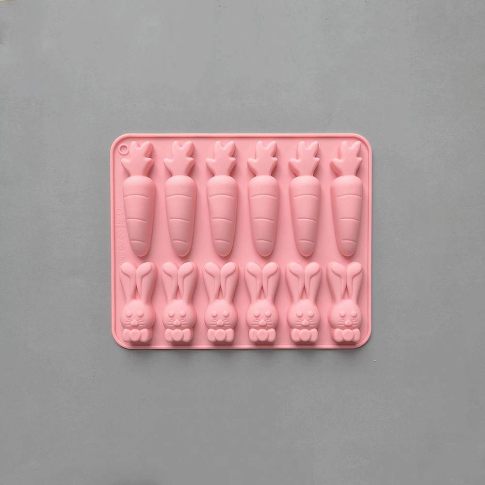 Nuevo conejo de zanahoria chocolate horneado galletas molde de silicona 3D hielo pastel decoración inserto 750