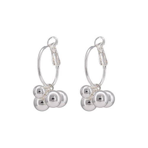 Silver Beaded Ball Pendant Earrings for Women - Unique and Niche Design, 2025 New Arrival Minimalist Style, Versatile Ear Accessories