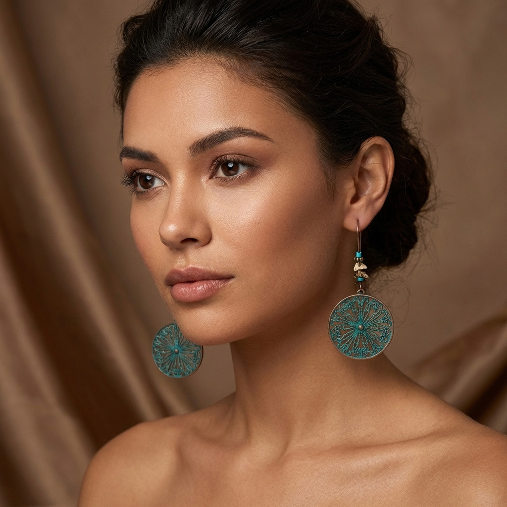 Ethnic retro turquoise earrings