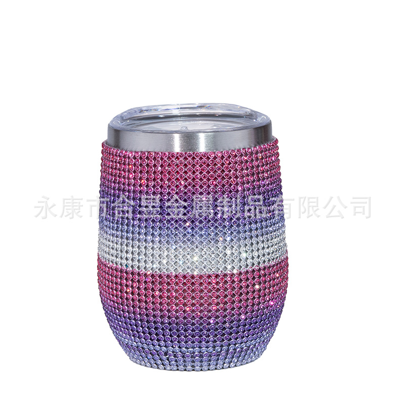 Glight Acero inoxidable diamante brillante taza chica vino café champán huevo taza