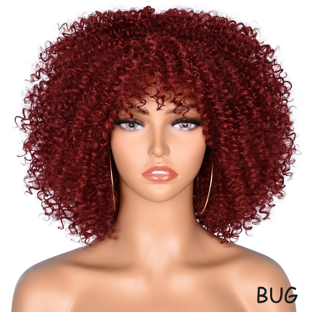 Parrucca sintetica afro corta per donna stile africano_voghion.com