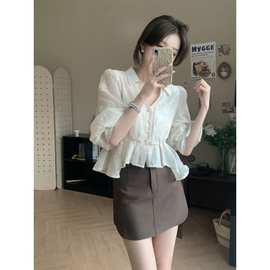 2024夏季法式仙气感女神套装网红炸街修身上衣显瘦短裙两件套