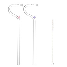 畅销款高硼硅异形透明玻璃吸管多功能果汁饮料牛奶长吸管