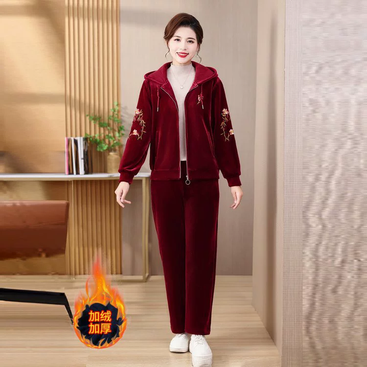 Двухсторонний золотой бархатный спортивный костюм женский осенне-зимняя мода