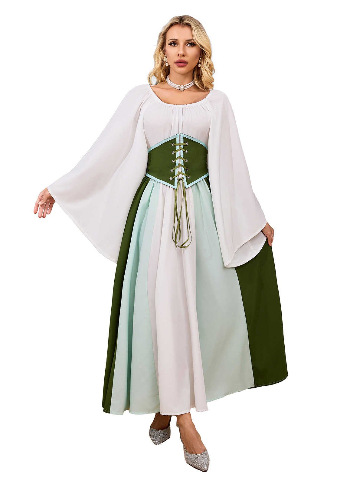 Halloween cos medieval renacimiento mujeres mono vestido largo traje de la etapa juego de rol traje Retro