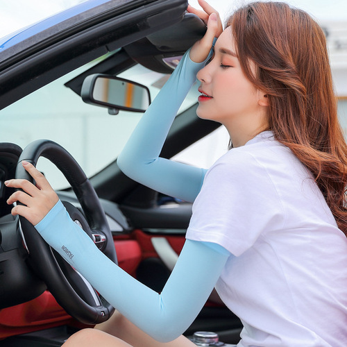 Lansha Sunscreen Gloves for Women, UV Protection, Thin Long Sleeve, Summer Ice Silk Arm Guards, Cooling Driving Sleeves for Men