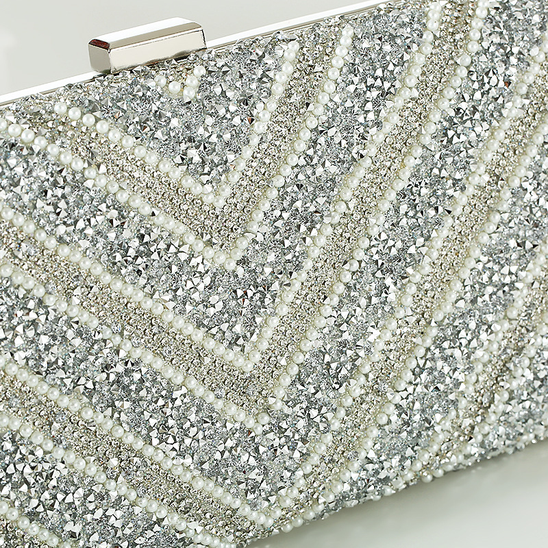 Large capacity diamond studded women's evening bag simple and fashionable rhinestone hand held evening bag_voghion.com