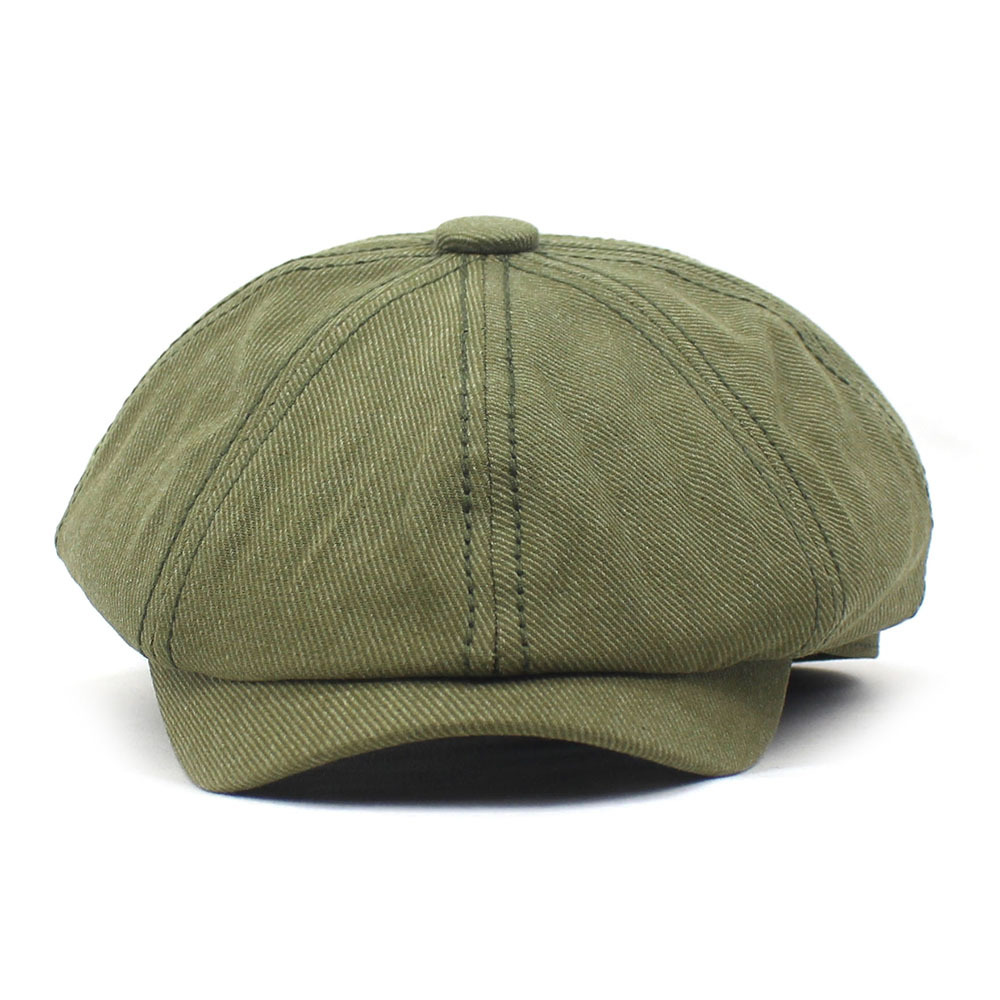 Solid Color Cotton Beret Men's Cap Men's Retro Hat Cross-border E-Commerce Curved Corner Octagonal Hat Old Man Hat