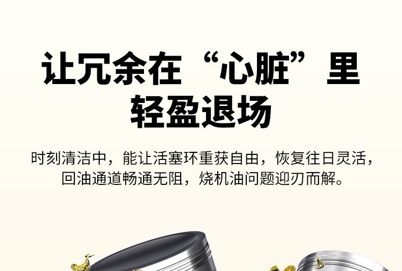 Car piston ring cleaner and release agent for dealing with oil burning, anti-wear protection, engine sludge removal, carbon buildup reduction, and noise reduction