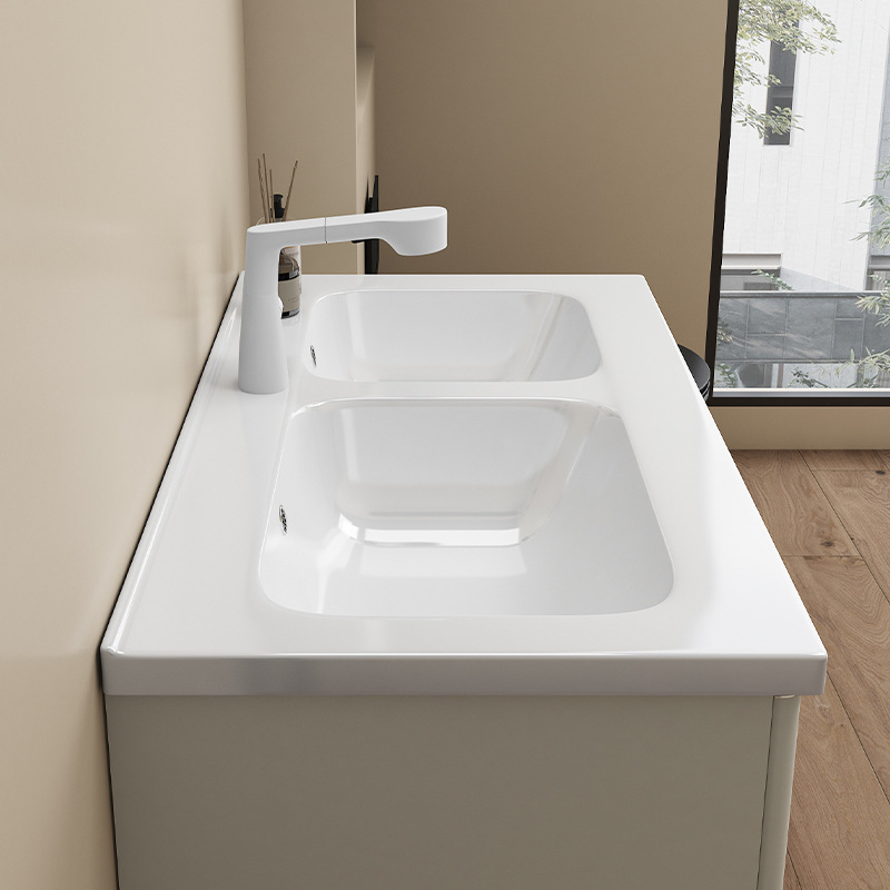 gabinete de baño de acero inoxidable con aire crema en una bañera cerámica doble bañera lavabo de mano lavabo de cara lavabo de baño combinación de baño