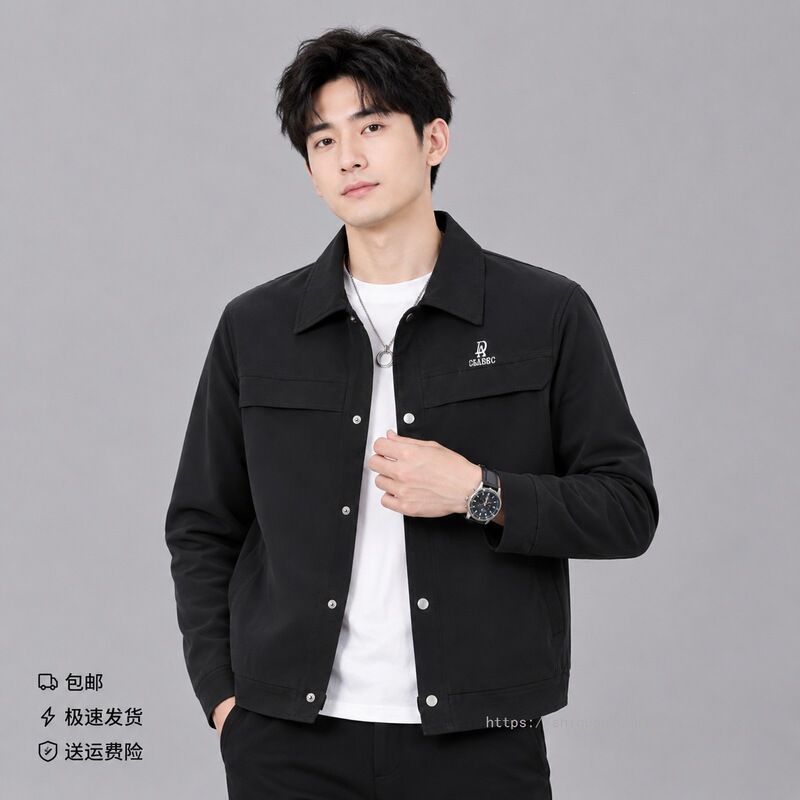 New spring and autumn jacket, stylish, casual, handsome, slim-fit, versatile men's coat, spring and autumn men's clothing, 2026 new model