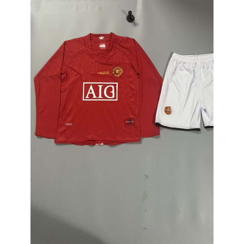 Red Devils Retro Jersey Children's Set Long Sleeve 0708 Children's Long Sleeve Fan Thai Style Children's Clothing