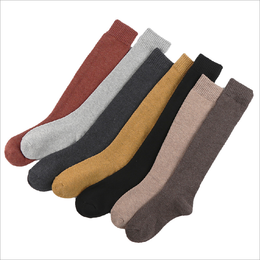 Zhuji calcetines de pantorrilla de otoño e invierno calcetines de mujer jk calcetines de pierna adelgazantes calcetines de algodón cálido de color sólido calcetines de felpa gruesos con forro polar