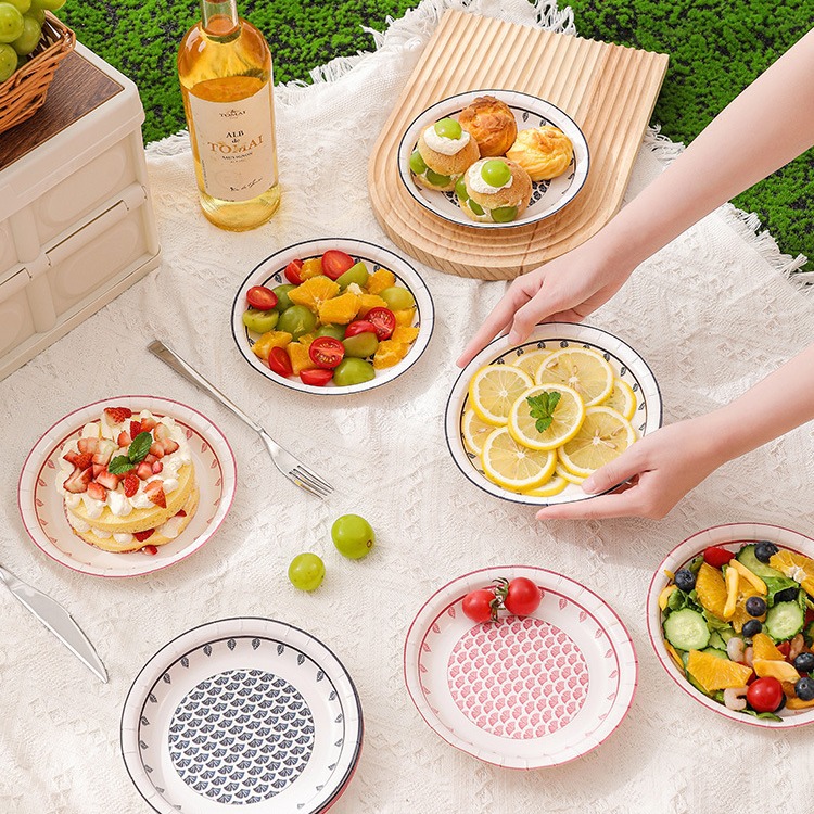 Imakara餐盘一次性纸盘可防水防油环保纸盘加厚圆形餐具纸盘果盘