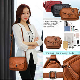 跨境女包2020新款气质软皮流行复古斜挎时尚洋气妈妈包