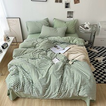 跨境亚马逊简约台湾床包无印亲肤水洗棉床笠床单三四件套厂家批发