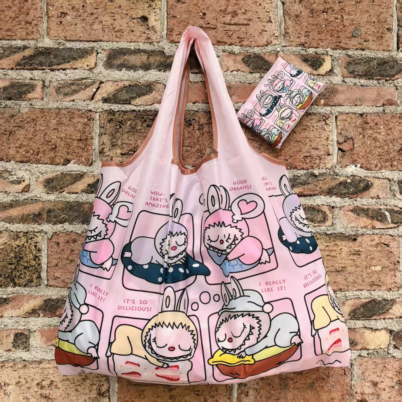 大型アニメスポット折り畳み環境保護レジ袋携帯袋が軽くて、野菜バッグを買って収納するファッションを繰り返している