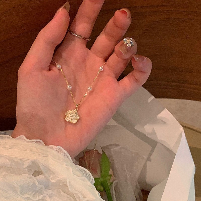 Koreanische Diamantperlen-Perlenkette, modisch und vielseitig, leichter Luxus, fließende Su-Kragenkette, elegante Halskette_voghion.com