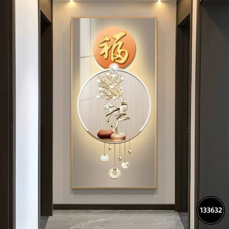 Pintura decorativa de entrada moderna de lujo ligera atmósfera Fu Zi de alta gama mística fondo mural decoración de muros colgantes de pasillo mural image 11