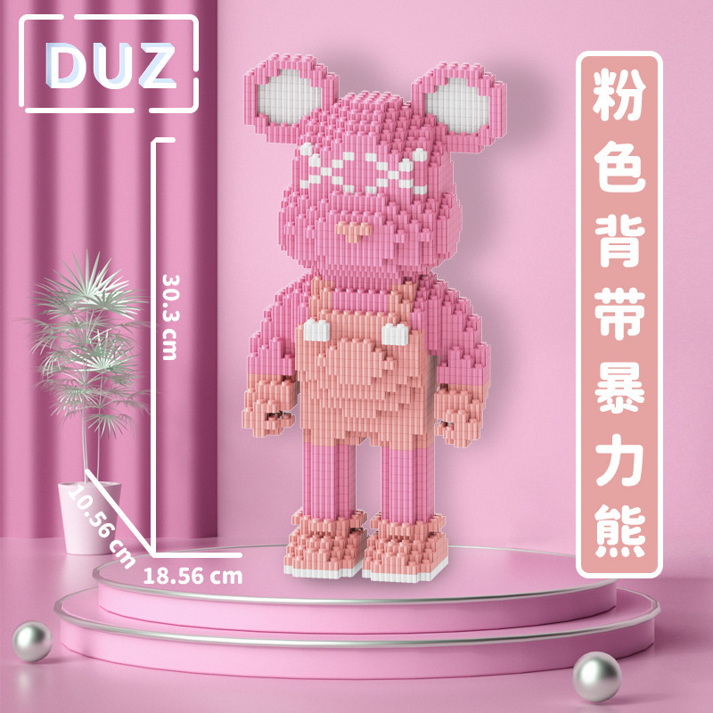 Bloques de construcción de partículas de muñeca al por mayor, bloques de construcción de juguete educativos, oso violento para padres e hijos, compatible con Lego