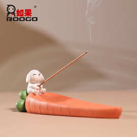 可爱小兔树脂摆件桌面托盘家用底座创意卡通香薰炉茶宠线香插盘座