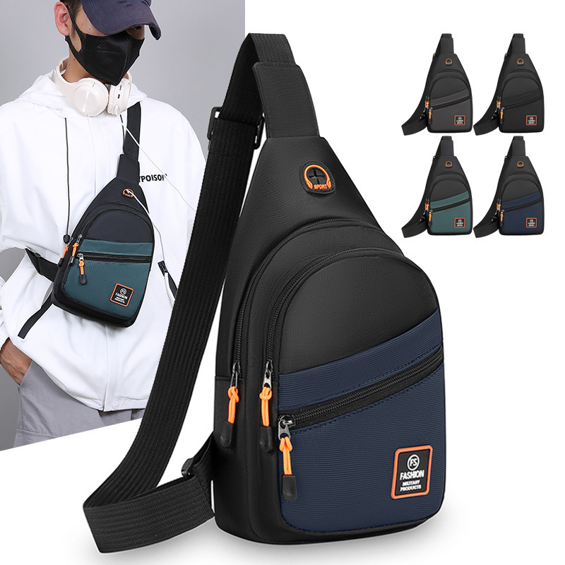 Bolso de pecho de hombre de gran capacidad, bolso de hombro de tela Oxford coreano, mochila multifuncional, bolso de pecho deportivo al aire libre.
