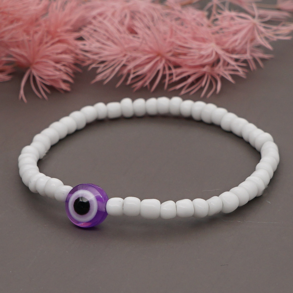 Korean Style White Glass Beads Glass Eye Bracelet Wholesale display picture 4
