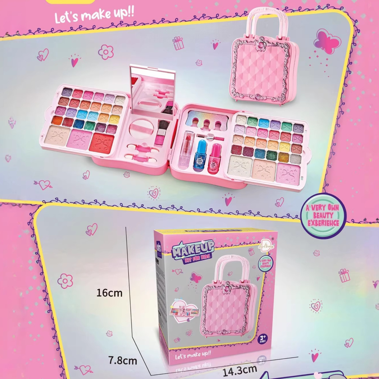 Transfronterizos niños simulación de joyas de maquillaje esmalte de uñas casa maquillaje lápiz labial caja de mano mesa de maquillaje juguetes