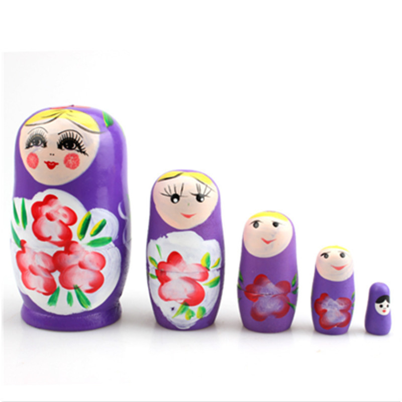 보라색 마트료시카 세트, 5개 세트 - 프리 사이즈