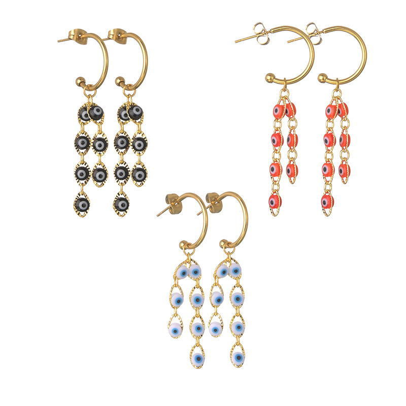 Boucles D&#39;oreilles En Métal Pour Femmes En Forme De C Avec Perle D&#39;oeil Simple Rétro Français display picture 2