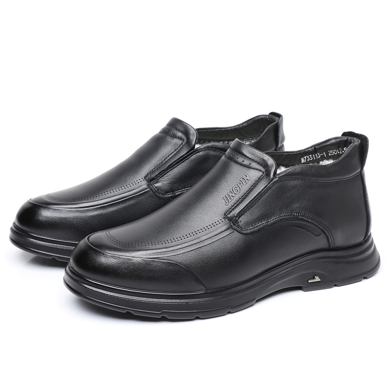 2025真皮羊毛棉鞋男休闲高帮皮鞋冬季加厚保暖头层牛皮中老年鞋