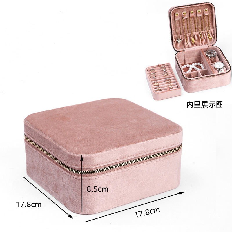 Moda retro terciopelo multifuncional portátil caja de joyas exquisitas pendientes de viaje pendientes collar caja de almacenamiento de joyas