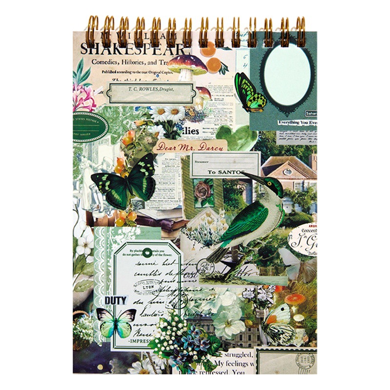 Yanji etiqueta libro retro vida record serie retro diario decoración material 50 unidades en 4 tipos