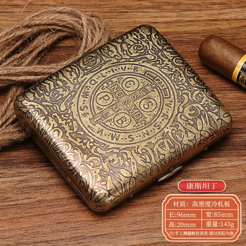 Guipai シガレットボックス 9010 金属両面フリップトップ 20 パックシガレットボックスブロンズ凝縮花自動タバコポータブルシガレットボックス|undefined