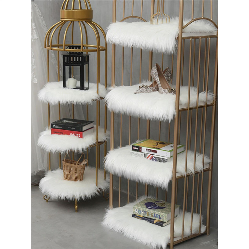 White Plush Blanket Plush Carpet Shelf Booth Clothing Store Window Decoration Imitation Wool Counter Plush Mat
