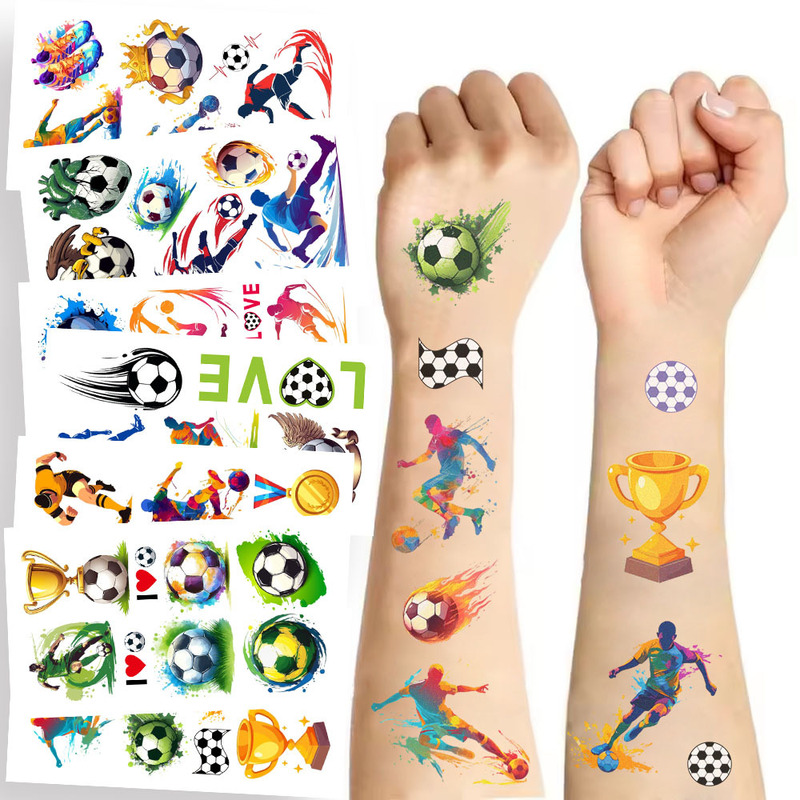10 Cross-Border Football Creative Waterproof Tattoo Stickers for Arms and Faces, Children's Toys, Fun Face Stickers Available for Wholesale